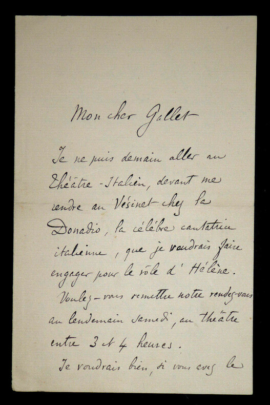 Victorin de JONCI&Egrave;RES - Lettre autographe sign&eacute;e &agrave; Louis GALLET. Victorin de Jonci&egrave;res