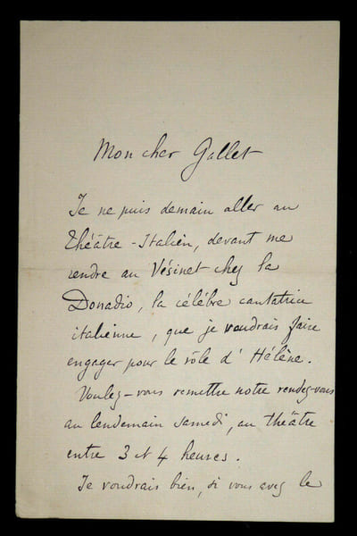 Victorin de JONCI&Egrave;RES - Lettre autographe sign&eacute;e &agrave; Louis GALLET. Victorin de Jonci&egrave;res