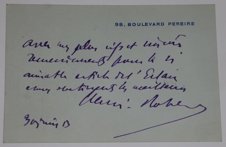 HENRI-ROBERT - LETTRE AUTOGRAPHE SIGN&Eacute;E, PARIS. Henri-Robert