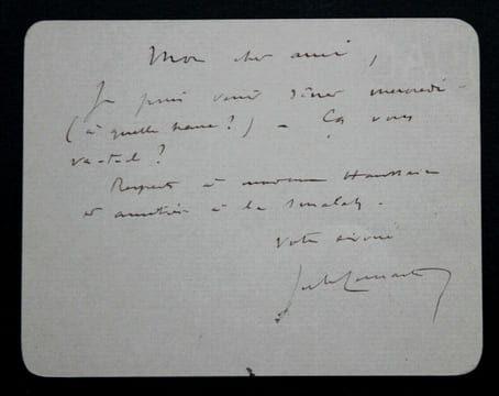 Jules LEMAÎTRE - Lettre autographe signée sur carte. Jules Lemaître