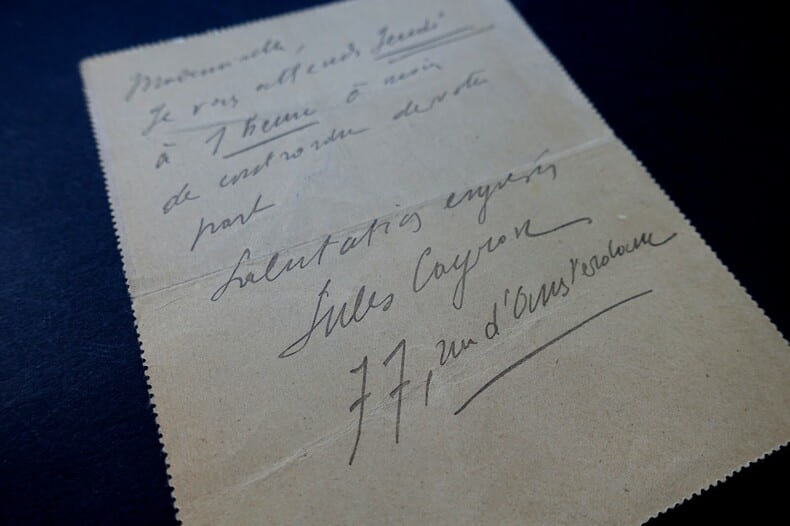 CAYRON Jules - CARTE LETTRE AUTOGRAPHE SIGNEE &Agrave; SON AMIE Juliette, 1894. Jules Cayron
