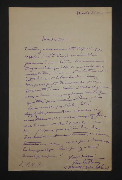 Fernand LE BORNE - Lettre autographe sign&eacute;e, Monts, 1918, Mme CHAZEL. Fernand LE BORNE