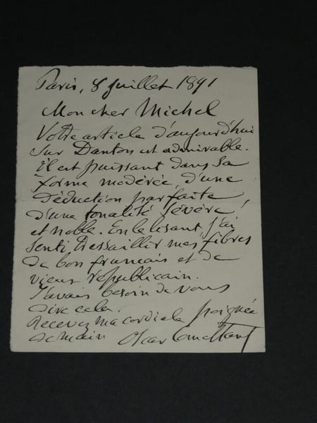 Oscar Comettant, Musicien - LETTRE AUTOGRAPHE SIGN&Eacute;E sur Danton 1891. Oscar Comettant