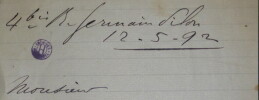MARIE Gabriel - LETTRE AUTOGRAPHE SIGN&Eacute;E 1892. Gabriel Marie
