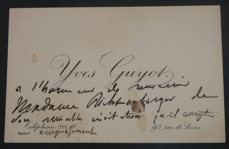 Yves GUYOT, Homme politique - Carte de visite autographe. Yves GUYOT