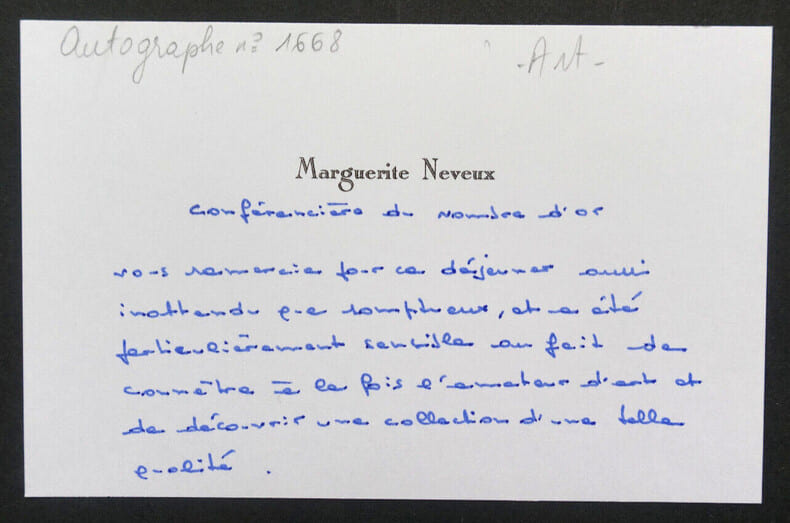 Marguerite NEVEUX, Ma&icirc;tre de Conf&eacute;rence - CARTE-LETTRE AUTOGRAPHE SIGN&Eacute;E. Marguerite NEVEUX