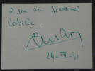 Louis AMADE - CARTE DE VISITE SIGN&Eacute;E "&agrave; son ami fraternel". Louis AMADE