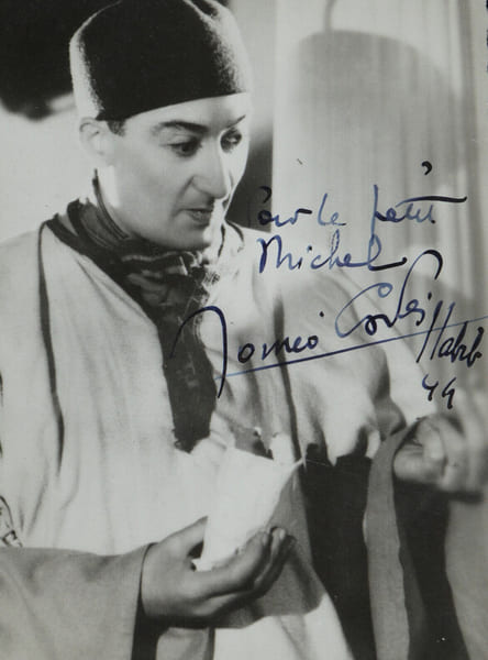 Rom&eacute;o CARL&Egrave;S, Sidi Cacahuette - Carte postale photographique sign&eacute;e et d&eacute;dicac&eacute;e, 1944. Rom&eacute;o CARL&Egrave;S