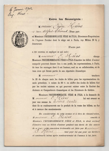Pouvoir sign&eacute; Eug&egrave;ne H&eacute;ros – Collection coh&eacute;rente de 50 auteurs & musiciens. Eug&egrave;ne H&eacute;ros