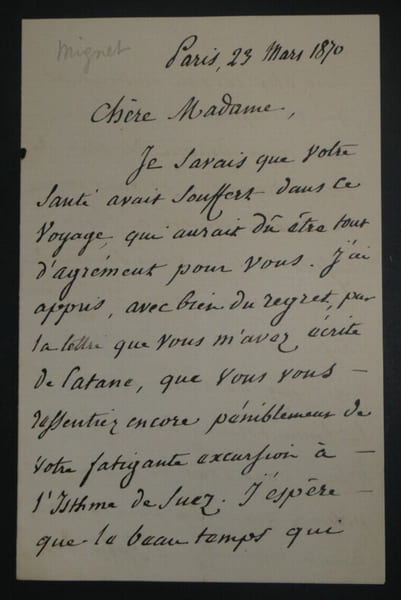Fran&ccedil;ois-Auguste-Marie MIGNET - LETTRE AUTOGRAPHE SIGN&Eacute;E Paris 1870 3 pages. Fran&ccedil;ois-Auguste-Marie MIGNET