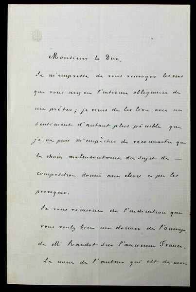 Adolphe VUITRY - LETTRE AUTOGRAPHE SIGN&Eacute;E. Adolphe Vuitry