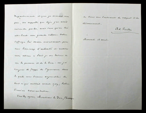 Adolphe VUITRY - LETTRE AUTOGRAPHE SIGNÉE. Adolphe Vuitry