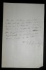 LETTRE AUTOGRAPHE SIGN&Eacute;E , PARIS. DE GIRARDIN Emile