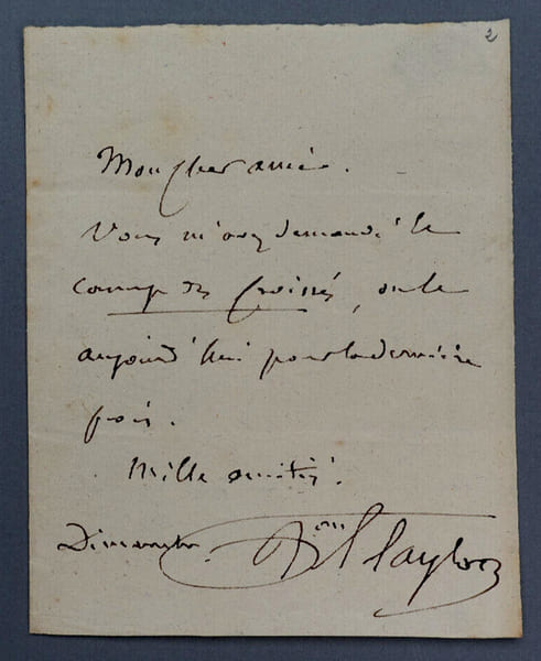 Isidore TAYLOR, dit BARON TAYLOR - LETTRE AUTOGRAPHE SIGN&Eacute;E. Isidore TAYLOR, dit Baron Taylor