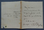 Isidore TAYLOR, dit BARON TAYLOR - LETTRE AUTOGRAPHE SIGN&Eacute;E. Isidore TAYLOR, dit Baron Taylor