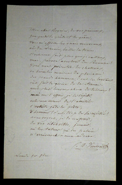 LETTRE AUTOGRAPHE SIGN&Eacute;E. VIEILLARD (DE BOISMARTIN) Pierre-Ange