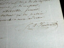 LETTRE AUTOGRAPHE SIGN&Eacute;E. VIEILLARD (DE BOISMARTIN) Pierre-Ange
