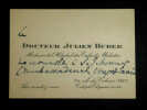 Docteur Julien HUBER - Carte de visite autographe sign&eacute;e - H&ocirc;pital des Enfants Malades. Julien Huber