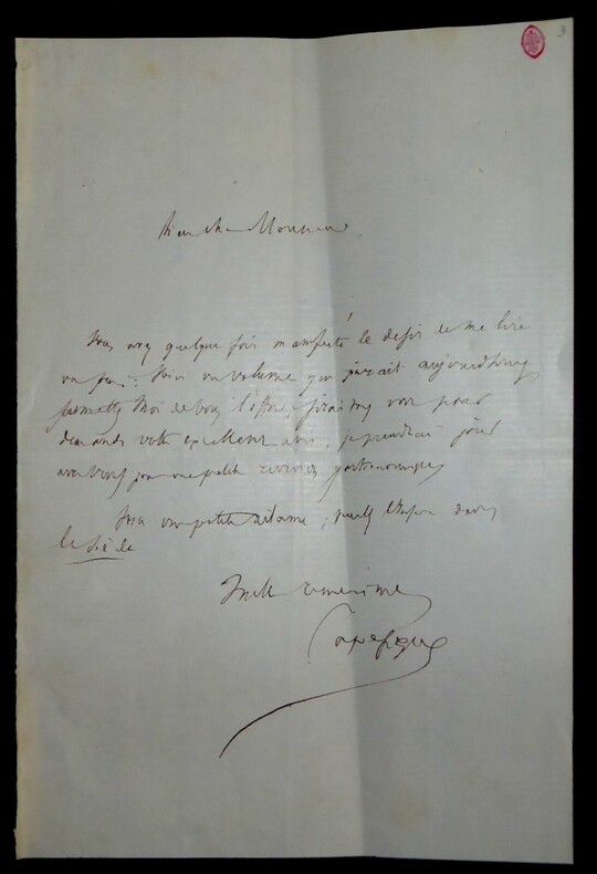 CAPEFIGUE Jean-Baptiste - LETTRE AUTOGRAPHE SIGNEE MARSEILLE JOURNALISTE. Jean-Baptiste Capefigue