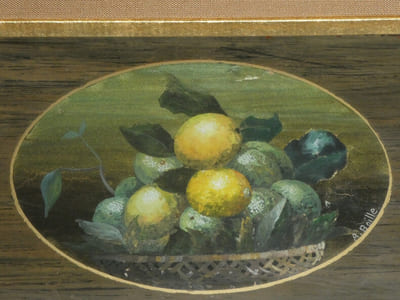 2 huiles nature mortes, corbeilles de fruits signé : A. BOILLE