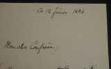 VILLEFOSSE Antoine H&eacute;ron de - LETTRE AUTOGRAPHE SIGNEE, 1884. Antoine H&eacute;ron de Villefosse