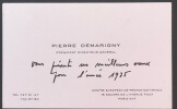 Pierre DEMARIGNY - Carte de visite autographe, 1975. Pierre DEMARIGNY
