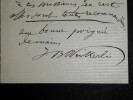 LETTRE AUTOGRAPHE SIGN&Eacute;E, SOLF&Egrave;GE, 1889. Jean-Baptiste Weckerlin