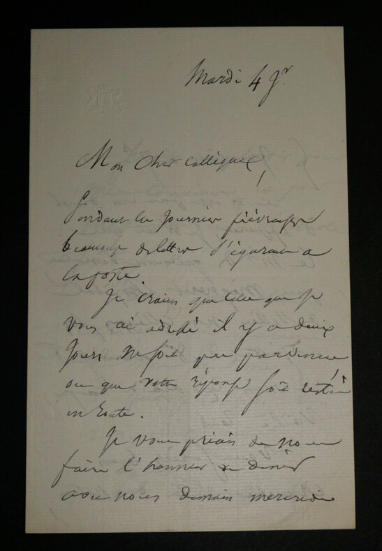 Joachim Ambert- LETTRE AUTOGRAPHE SIGN&Eacute;E, mardi 4 janvier. Joachim AMBERT
