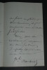Joachim Ambert- LETTRE AUTOGRAPHE SIGN&Eacute;E, mardi 4 janvier. Joachim AMBERT