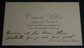 Ernest LEBON, Math&eacute;maticien - CARTE DE VISITE AUTOGRAPHE SIGN&Eacute;E. Ernest LEBON