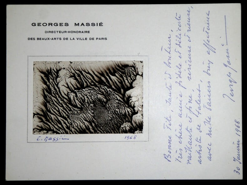 MASSIE Georges - AQUARELLE ORIGINALE D&Eacute;DICACE &Agrave; MARCELLE MAUGUIN, 1968. Georges Massi&eacute;
