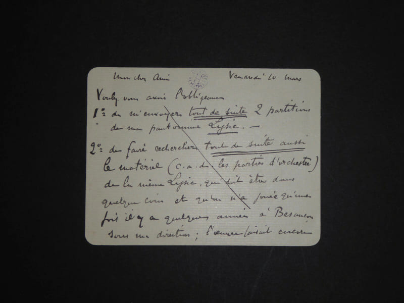 MARTY Georges - LETTRE AUTOGRAPHE SIGN&Eacute;E CONCENRANT PARTITION OPERA LYSISTRATA. Georges MARTY