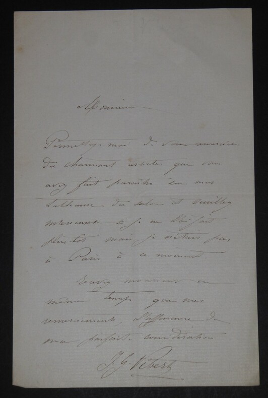 VIBERT Jean-Georges - Lettre autographe sign&eacute;e - Peintre et dramaturge fran&ccedil;ais. Jean-Georges Vibert