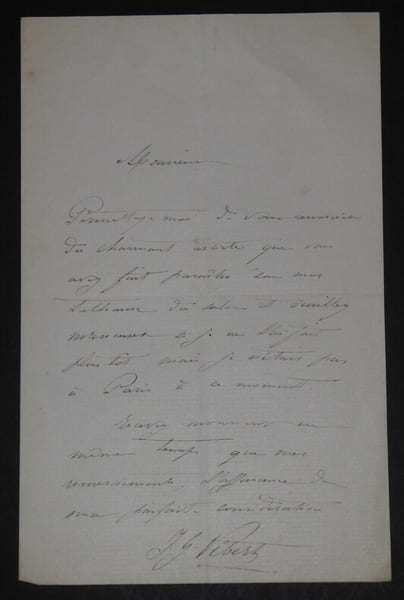 VIBERT Jean-Georges - Lettre autographe sign&eacute;e - Peintre et dramaturge fran&ccedil;ais. Jean-Georges Vibert