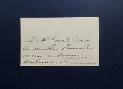 Carte de visite simple de Madame Camille Bouchez, magistrat, signée le 2 janvier 1904