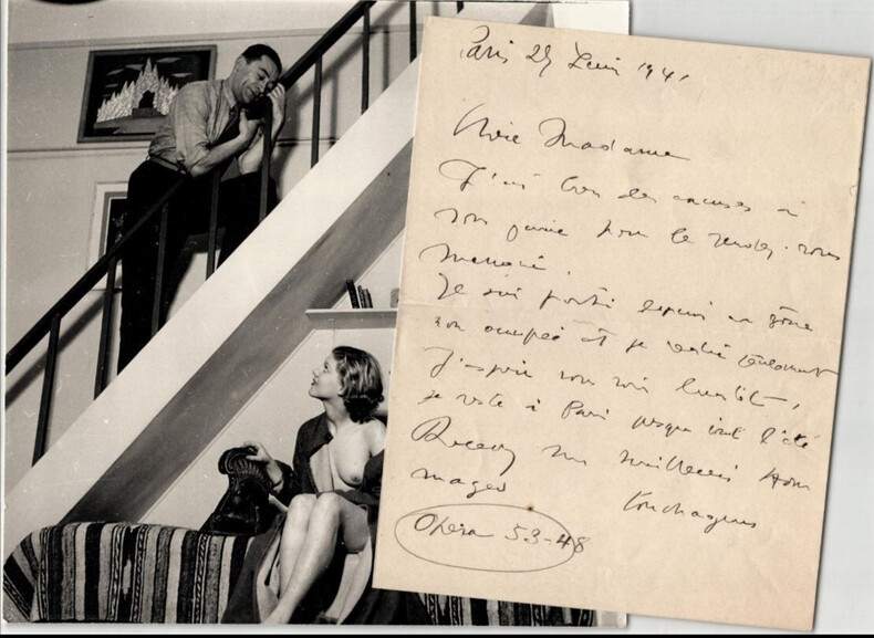 Louis Touchague, Lettre autographe sign&eacute;e et photographie originale 1941. Louis Touchagues