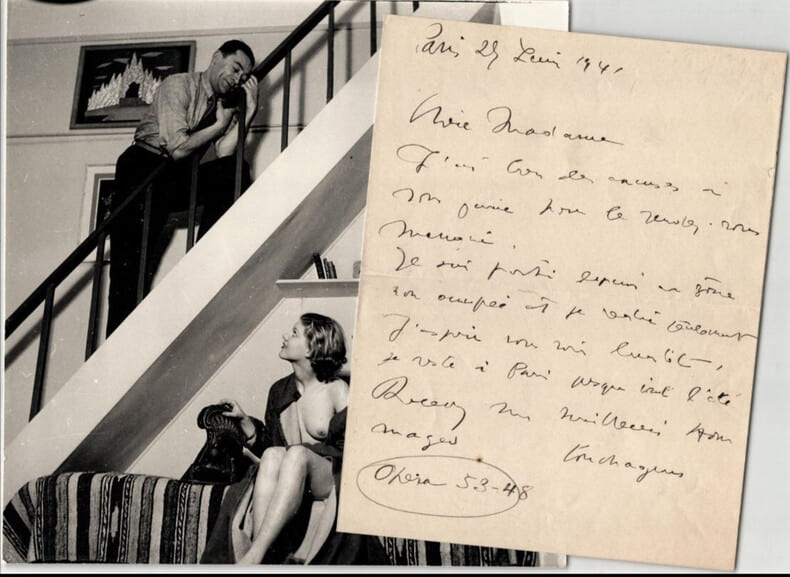 Louis Touchague, Lettre autographe sign&eacute;e et photographie originale 1941. Louis Touchagues