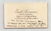 Pierre &Eacute;mile Levasseur - Carte de visite autographe - L'agriculture. Pierre &Eacute;mile Levasseur