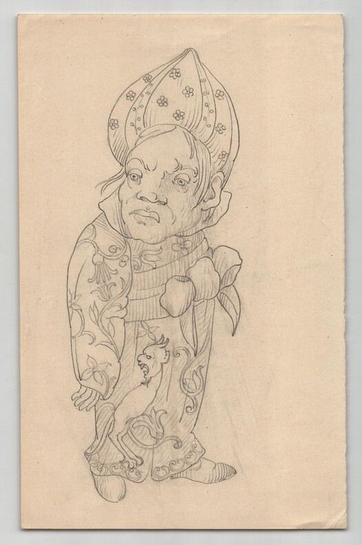 Dessin d&eacute;but XXe - Caricature - &Eacute;tude de costume asiatique. 