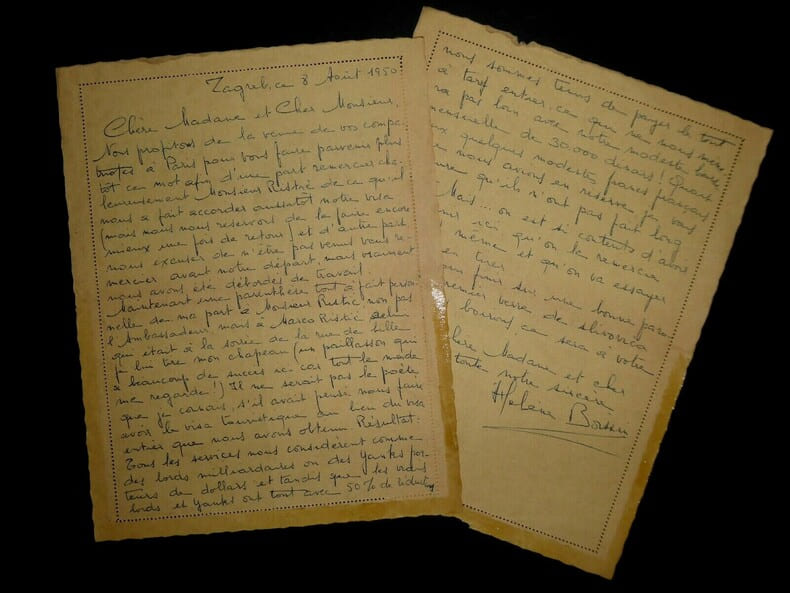 LETTRE AUTOGRAPHE SIGNEE DE H&eacute;l&egrave;ne BOISSIN &Agrave; Marko RISTIC CONCERNANT SON VISA. H&eacute;l&egrave;ne BOISSIN