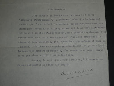 André SIEGFRIED - TAPUSCRIT SIGNÉ "Mémoires d'Outre-tombe", 1930, Paris