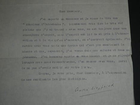 André SIEGFRIED - TAPUSCRIT SIGNÉ "Mémoires d'Outre-tombe", 1930, Paris. André SIEGFRIED