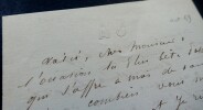 JACQUEMART Henri-Alfred - LETTRE AUTOGRAPHE SIGN&Eacute;E, REMERCIEMENTS. Henri-Alfred Jacquemart