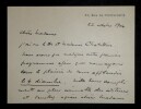 LETTRE AUTOGRAPHE SIGN&Eacute;E, OCTOBRE 1904. PARENT Armand