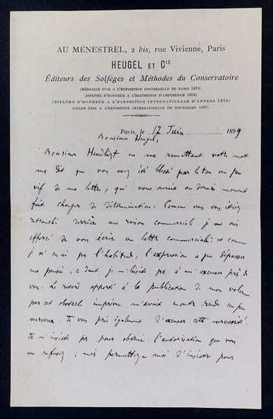 L&eacute;on DUROCHER, Po&egrave;te - LETTRE AUTOGRAPHE SIGN&Eacute;E A Jacques HEUGEL, 1899. L&eacute;on DUROCHER