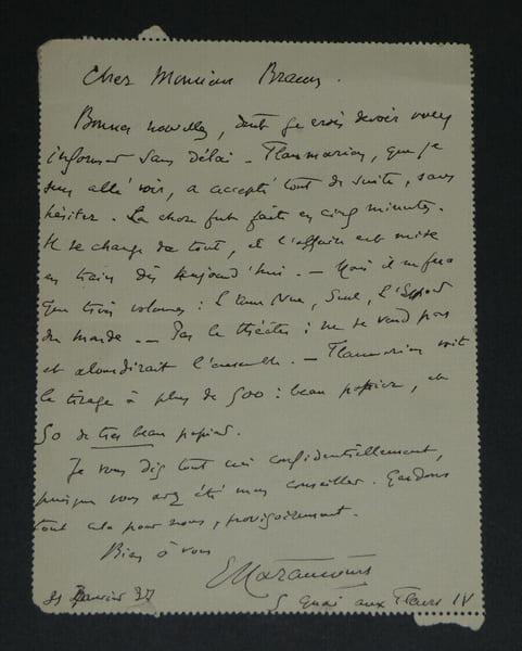 Edmond HARAUCOURT, Po&egrave;te - LETTRE AUTOGRAPHE SIGN&Eacute;E &Agrave; Roger BRAUN, 1937, Paris. Edmond HARAUCOURT