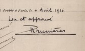 Pouvoir sign&eacute; par Henry Pruni&egrave;res – Collection de 50 auteurs & musiciens. Henry Pruni&egrave;res