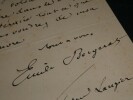 BERGERAT Emile - LETTRE AUTOGRAPHE SIGN&Eacute;E, 1892. Emile Bergerat