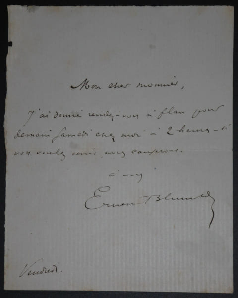 BLUM Ernest - LETTRE AUTOGRAPHE SIGNEE, PARIS. Ernest Blum