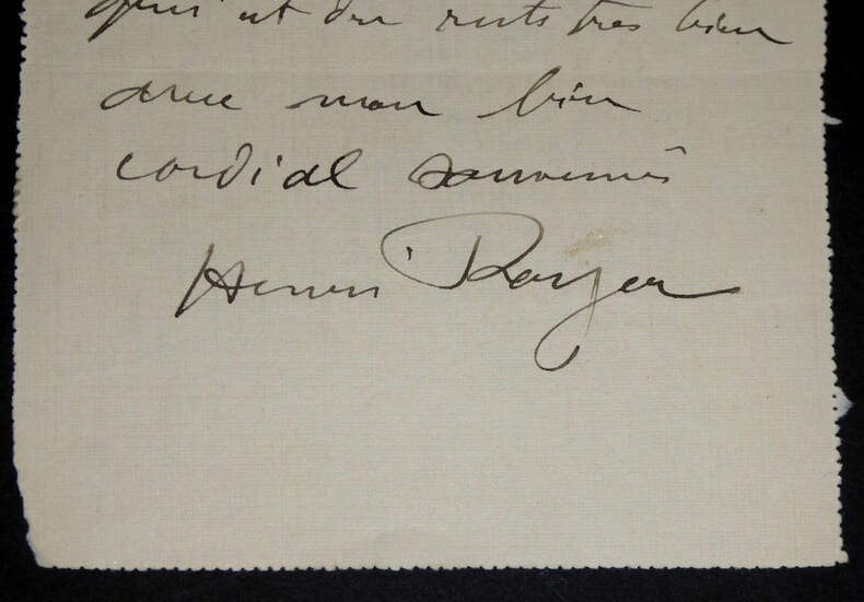ROYER Henri - CARTE LETTRE AUTOGRAPHE SIGN&Eacute;E, PARIS 1914. Henri Royer